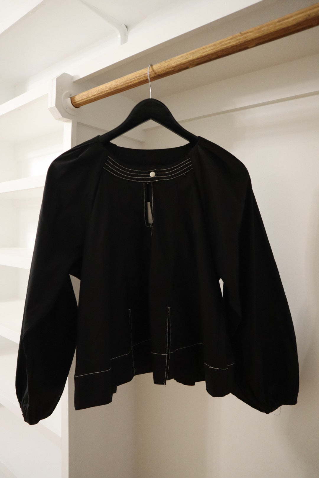 Contrast Stitch Pleated Blouse