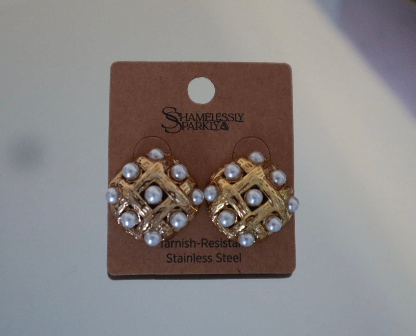 Gold Woven Pearl Earrings