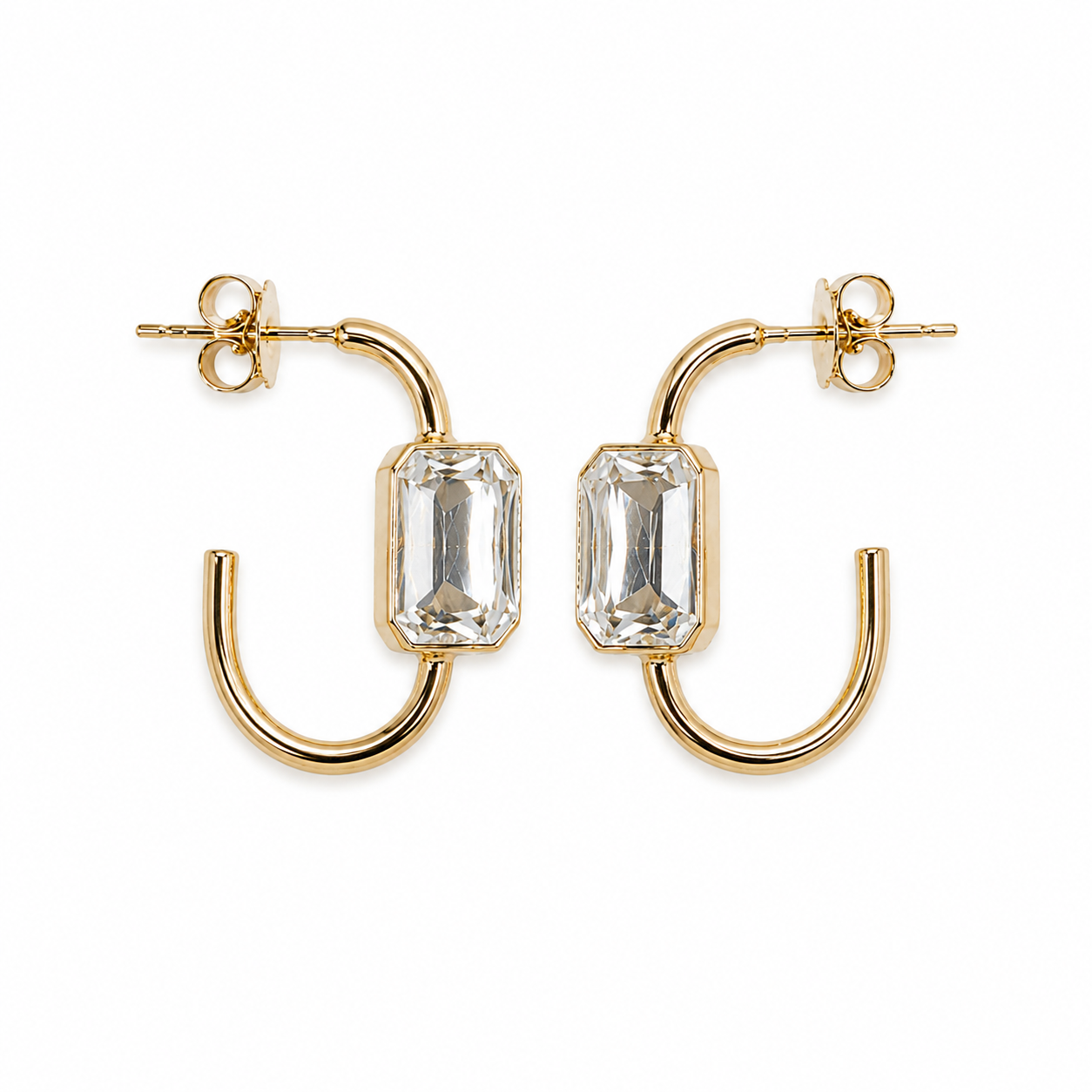 Baguette Oval Hoop Earrings