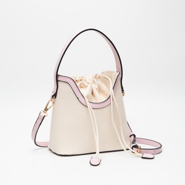 Pink Trim Canvas Cinch Bag