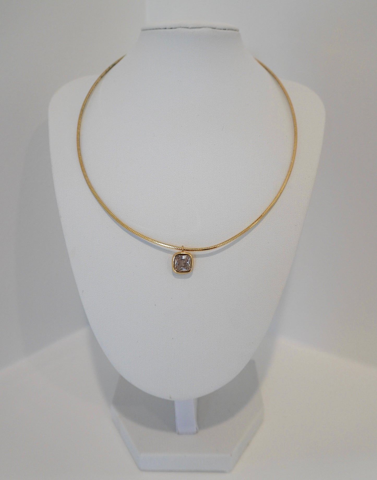 Cushion Cut Bezel Pendant Necklace