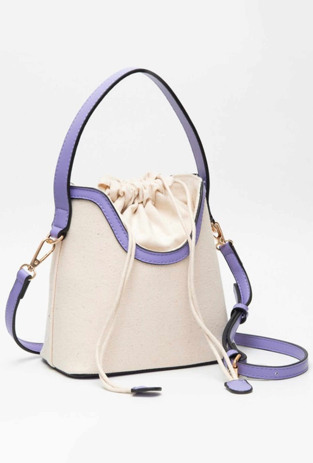 Purple Trim Canvas Cinch Bag