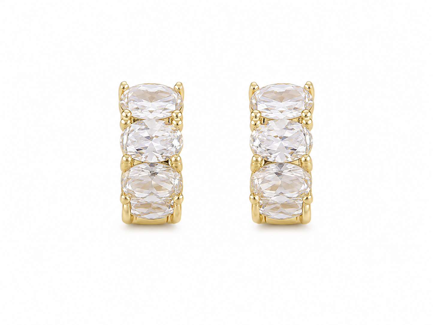 Oval Cut Huggie Hoop Earrings