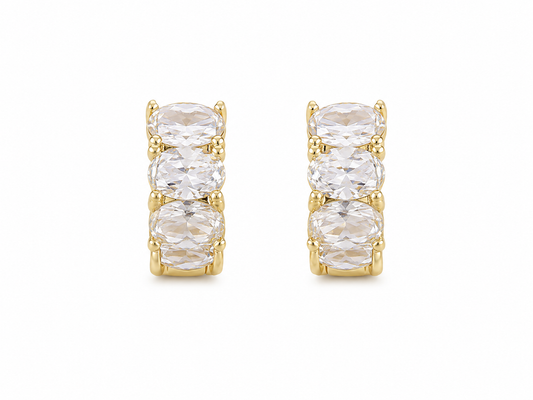 Oval Cut Huggie Hoop Earrings