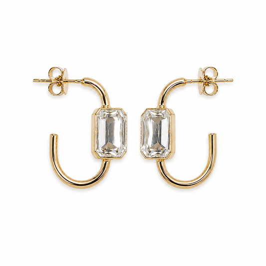 Baguette Oval Hoop Earrings