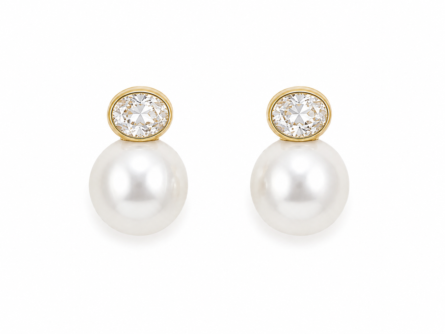 Oval Accent Pearl Drop Earrings