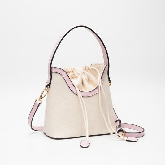 Pink Trim Canvas Cinch Bag