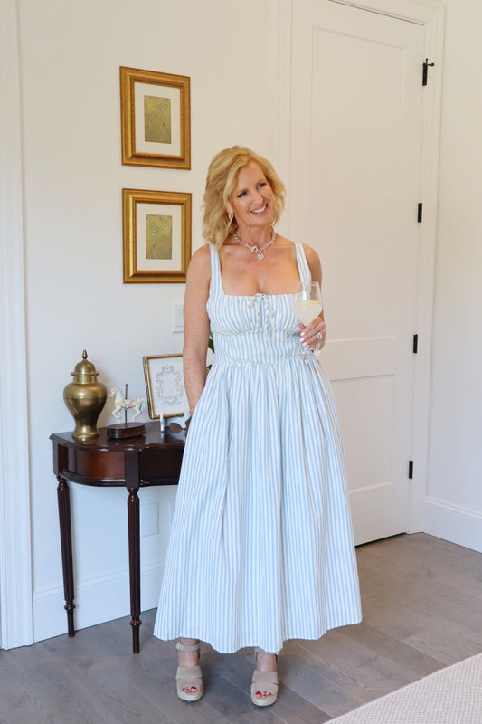 Striped Tie Front Midi Dress