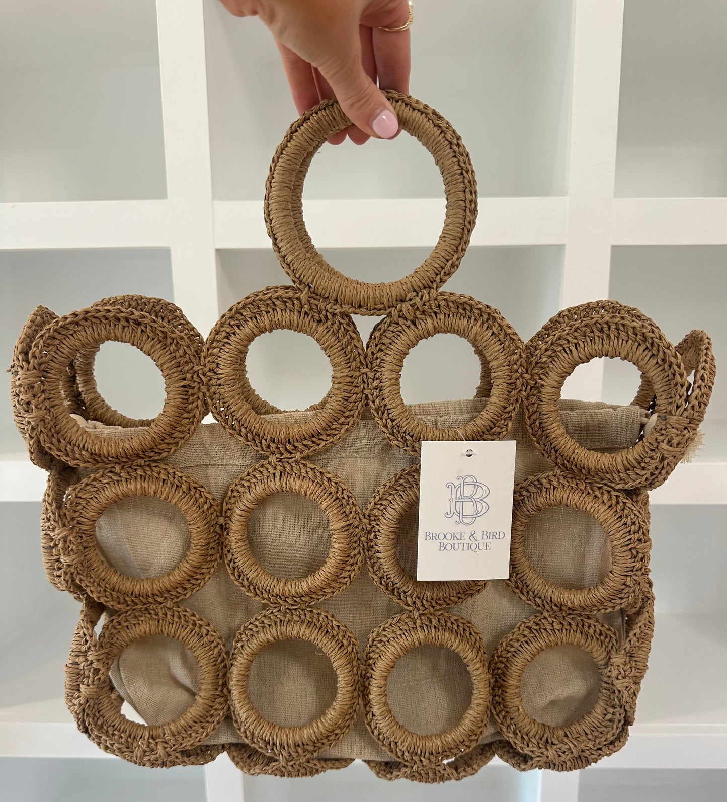 Woven Hoop Pattern Tote Bag