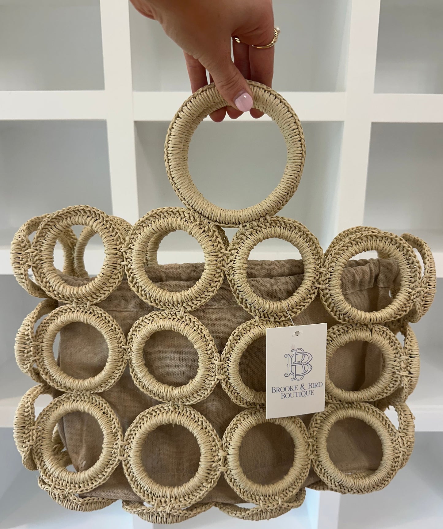 Woven Hoop Pattern Tote Bag