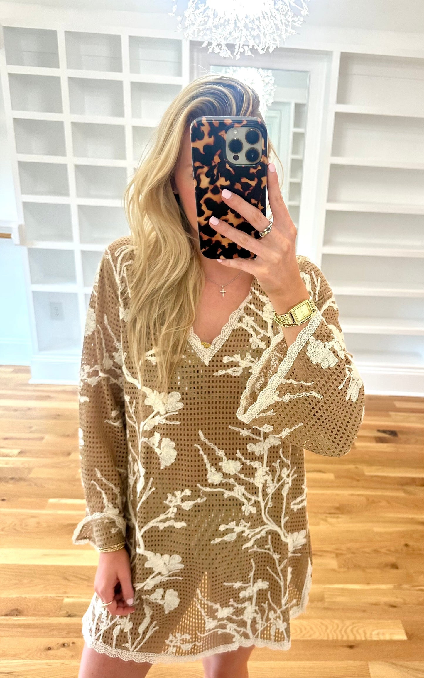 Lace Mesh Embroidered Coverup