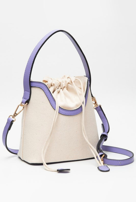 Purple Trim Canvas Cinch Bag
