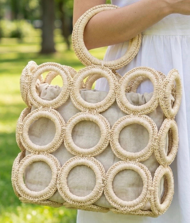 Woven Hoop Pattern Tote Bag